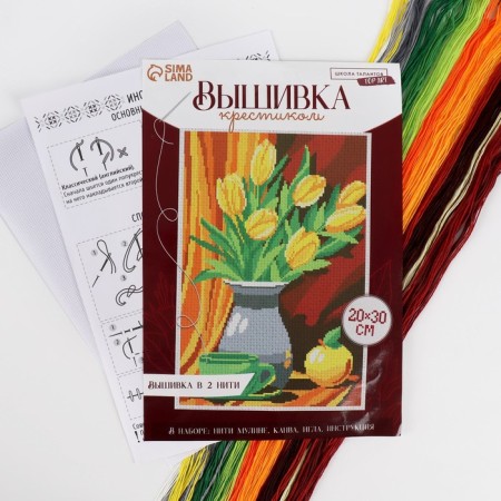 Cross -embroidery "Tulips", a set for creativity, 30 x 20 cm-1