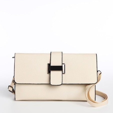 Bag-clate on magnet, long belt, white color