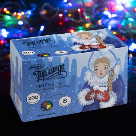 Garland "thread" 20 m, IP20, transparent thread, 200 LED, glow of multi, 8 modes, 220 V-2