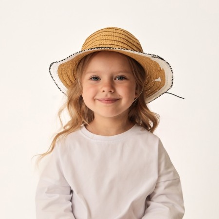 Hat for the girl Minaku "Puppet", size 50, beige color