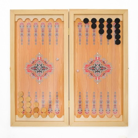 Wooden backgammon large, board game "Wolves", 60 x 60 cm, with checkers-1