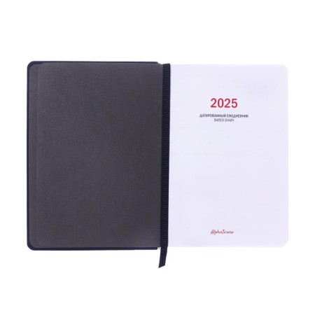 Dated diary of 2025, A6+, 176 sheets "Lyon", solid cover, pancake embossing, with liesa, block 80 g/m2, blue-3