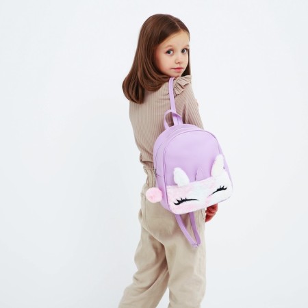 Open -leather backpack "Unicorn", with Plush pocket, 27x23 x 10 cm-5