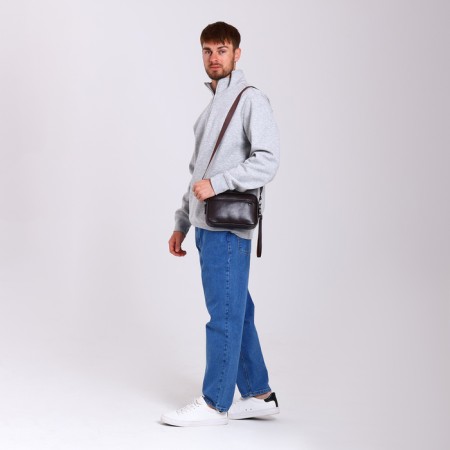 Male bag over the shoulder, artificial leather, brown color-4