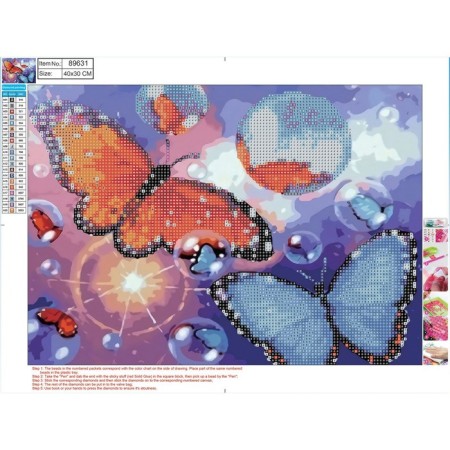 Diamond mosaic 5D "Butterflies" 30 × 40 cm, without a subframe, partial filling