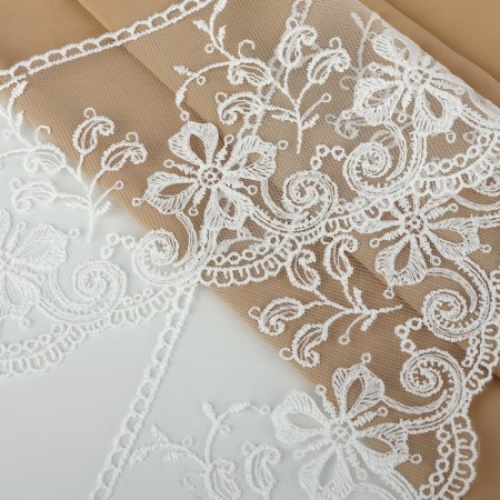 Lace on a grid, 110 mm × 11 ± 1 m, ivory color-1