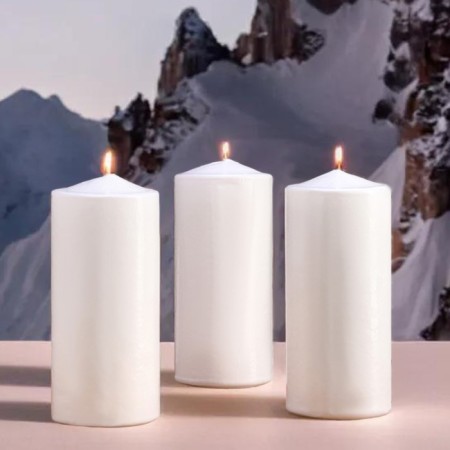 Candle cylinder, 5x12 cm, set 3 pcs, white-2