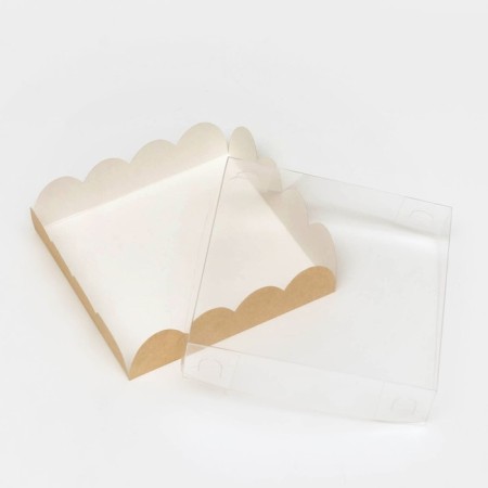 Box for cookies, craft, 12 x 12 x 3 cm-4