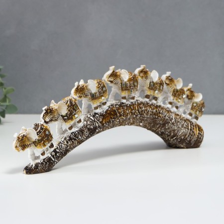Polystone souvenir "Seven white elephants with a blanket from the Arab carpet on a horn" 11.5x31x5 cm-3