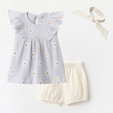 Set: dress, shorts, crumb of crumb I chamomile, height 68-74 cm, gray