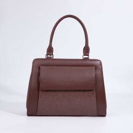 Women's bag El Masta with a zipper, 2 outer pockets, a long belt, coffee color-2