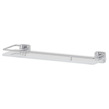 Shelf with holders, width 40 cm, matte glass, chrome