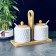 A set of cans with spoons Lenardi Bamboo, on a stand, 360 ml, 2 pcs