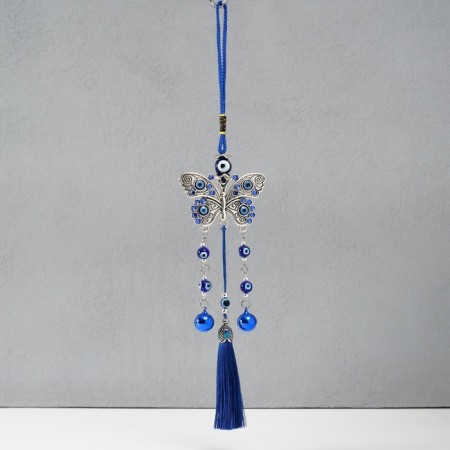 Suspension from the evil eye Metal "Butterfly with bells and brush" 7x30 cm