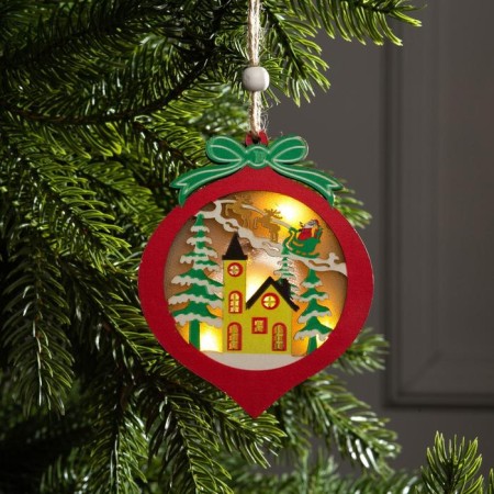Christmas tree toy "New Year's ball", from batteries, glow of warm white