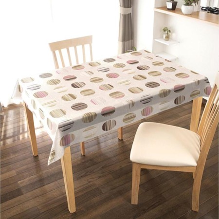 Milestock Meiwa Organdy 137 cm, roll 20 m, drawing "Beige circles"