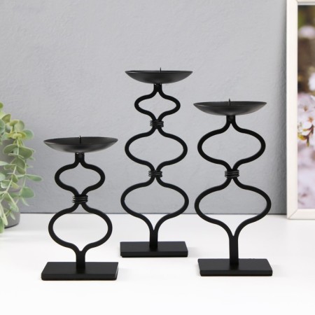 Summary Metal for 1 candle d = 8 cm "Arkell" set 3 pcs 8x8x21.5 18.5 14.5 cm-1