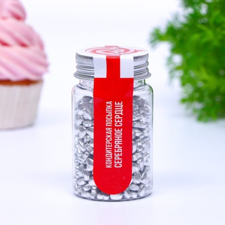 Confectionery sprinkling "Silver Heart", 50 g-1