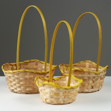 Camping of baskets, 19x7.5x9.5/31 cm, 22x9x11/34 cm, 24x9x11.5/35 cm, 3 pcs, yellow, bamboo