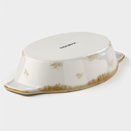Baking form made of porcelain organic Gold, 500 ml, 22 × 13 × 4.5 cm, white color-2