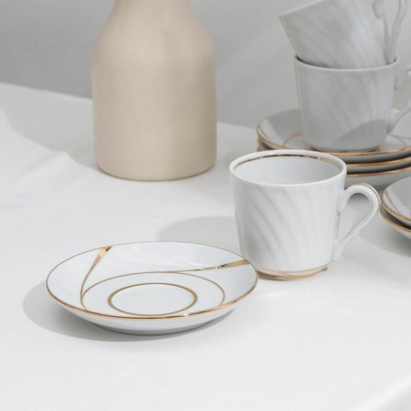 Bomond Tea Porcelain Service, 14 objects: kettle 1 liter, 6 cups 220 ml, 6 saucer d = 14 sm, sugar tower 400 ml-1