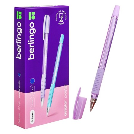 Ballpoint handle Berlingo "Aviator Pastel" Blue, 0.7mm, flu, Mix case-3