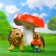 Garden figure "Mushroom with two hedgehogs" 26x30x30cm
