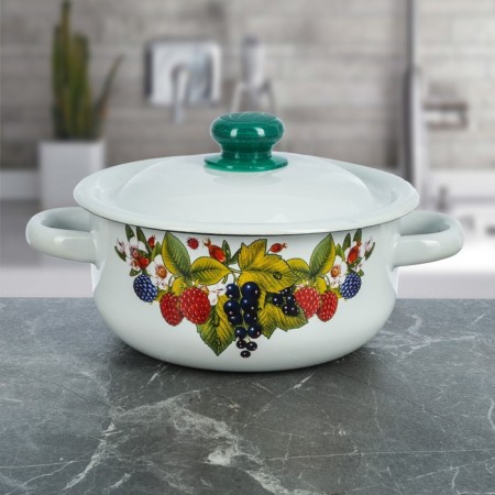 Pan, 1.5 l, enameled cover, induction, mix decor, white color-5
