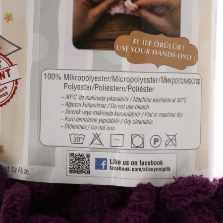 Yarn "Puffy" 100 % micropoliester 9m/100g (111 eggplant)-2