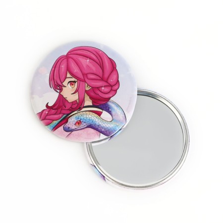 Pocket mirror "anime with a snake", diam. 7 cm-1