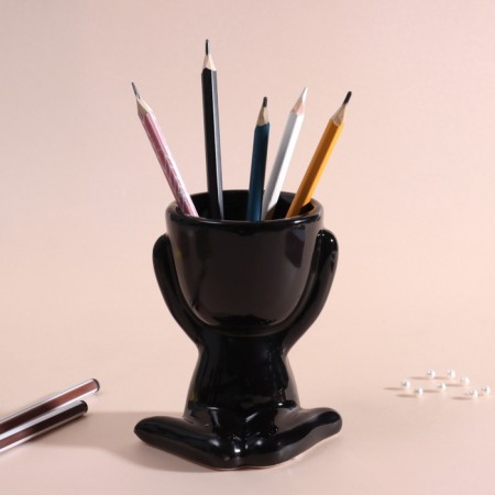 Interior subject "Mr. Green" A lover of silence 11.1*9.7*8.5 black ceramics-6
