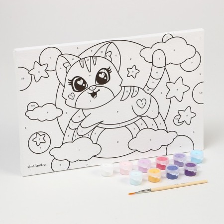 Picture on numbers for children "kitten on the rainbow", 20 x 30 cm-3