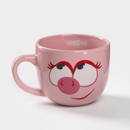 Ceramic mug "Smeshariki", 270 ml, pink color