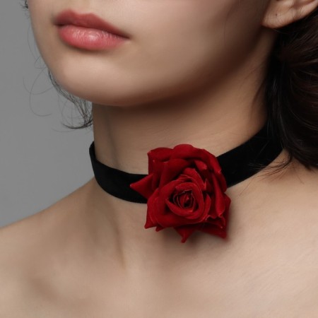 Choker "Tango" rose, red-black color, 30cm