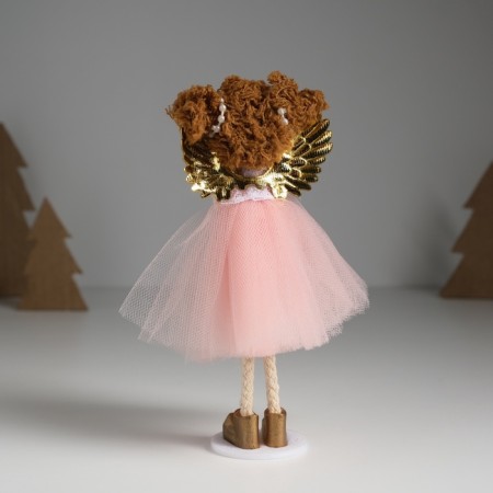 Interior doll "Angel in a pink dress with wings and heart" 4x7x14 cm-3