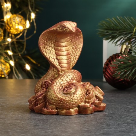 Figure "Snake of Cobra on Money" burgundy with gilding, 8x5x5cm-1