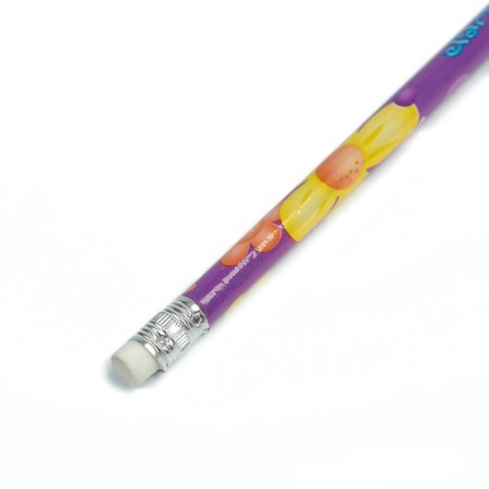 Black pencil with the eraser "Flowers", hardness of NV-5