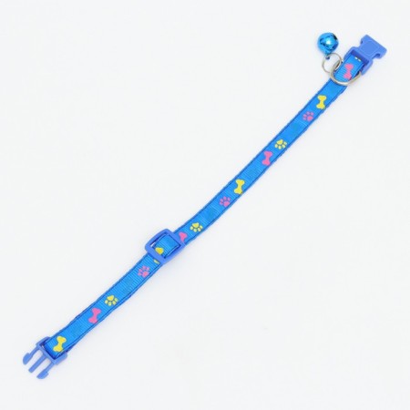 Two -layer collar with fastx "Multi -colored bones" 30 x 1 cm, blue-3