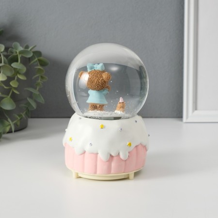 Souvenir Polystone Water Ball Light, Music "Bear and Cake" MIX 10.2x10.2x15.8 cm-6