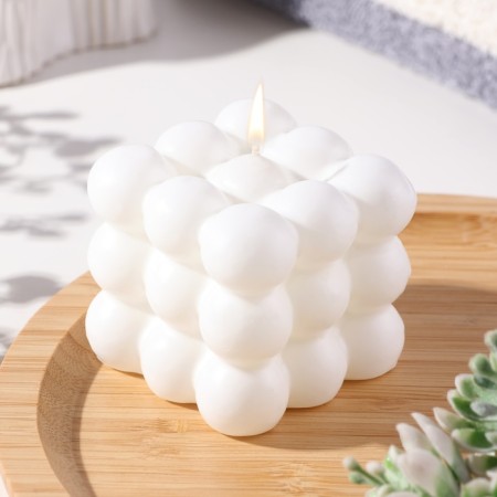 Figure candle "Babble Cube", 6 cm, white