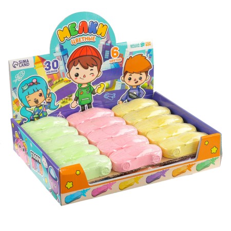 Folk small ones for drawing on the asphalt "Machine", 6 colors, packing 30 pcs-2