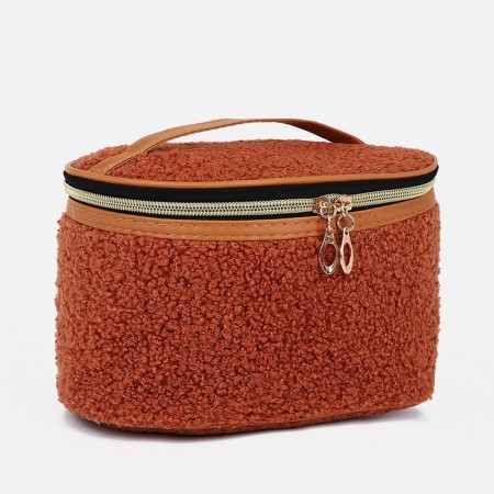 Cosmetic bag with a lining, brown color