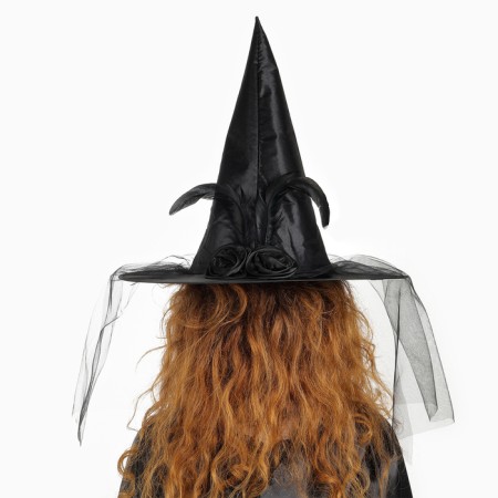 Carnival hat "Witcher", with a veil, black color-3