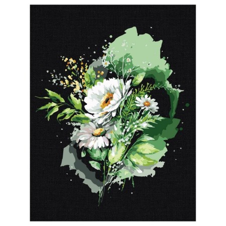 Picture on numbers on the black canvas "Flowers", 30 × 40 cm