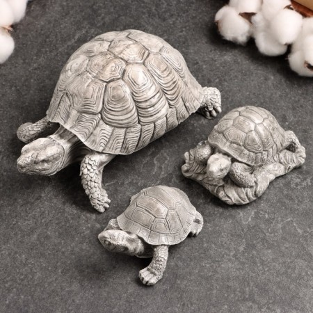 Set of figures "Three Turtles" 8x6x6cm, Gray Stone