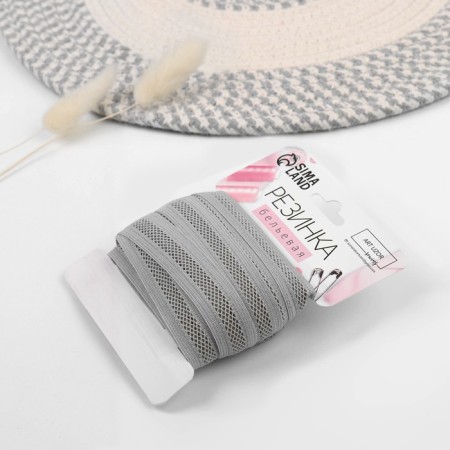 Decorative elastic band, 18 mm, 10 ± 1 m, gray color-1