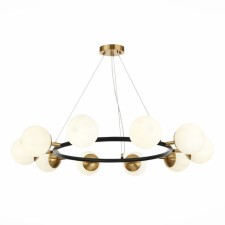 Suspended EVOLUCE lamp. Sle220403-10. Forli. 10x60 watts, E27, 90x90x18 cm, black color, brass