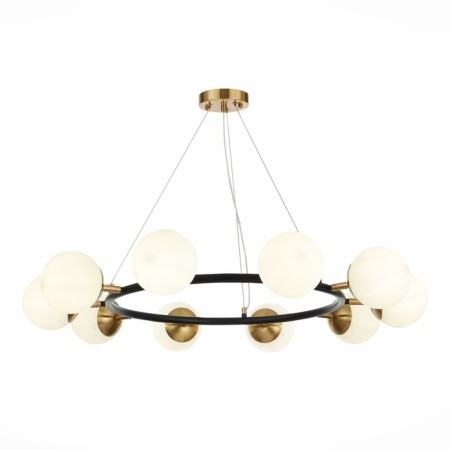 Suspended EVOLUCE lamp. Sle220403-10. Forli. 10x60 watts, E27, 90x90x18 cm, black color, brass