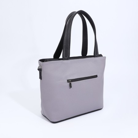 Bag "Golden Rain" with a zipper, 2 outer pockets, a long belt, color gray color-1