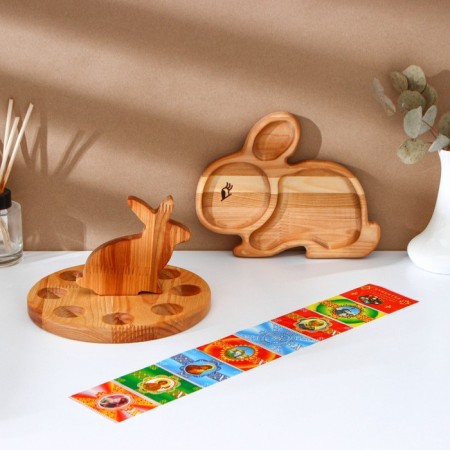 Easter set ADELICA, Menzhitsa Hare, Egg stand 8 cells, D = 20 × 1.8 cm, thermonaclemes 7 pcs, birch-1